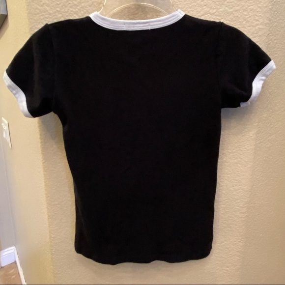 BRANDY MELVILLE Black Cute Shimmery Graphic T-Shirt-One Size - Picture 4 of 5